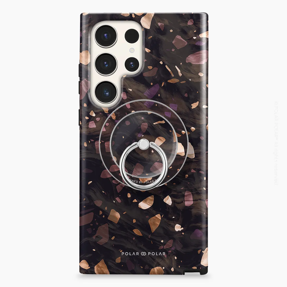 Eminence Terrazzo Gem - Silver MagSafe Phone Grip and Ring Holder Stand