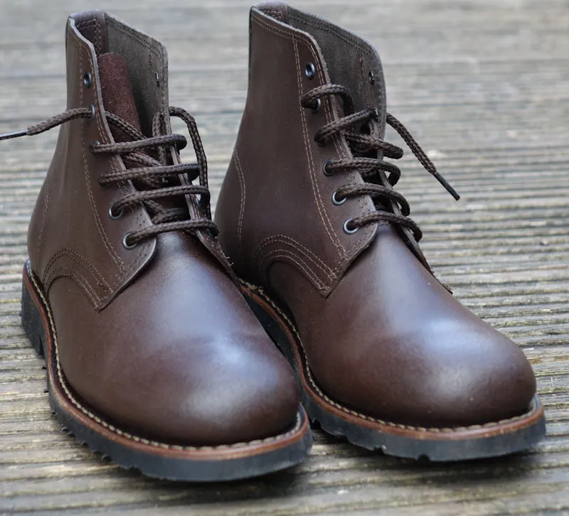 Estrela Leather Lace-Up Boots- Dark Brown