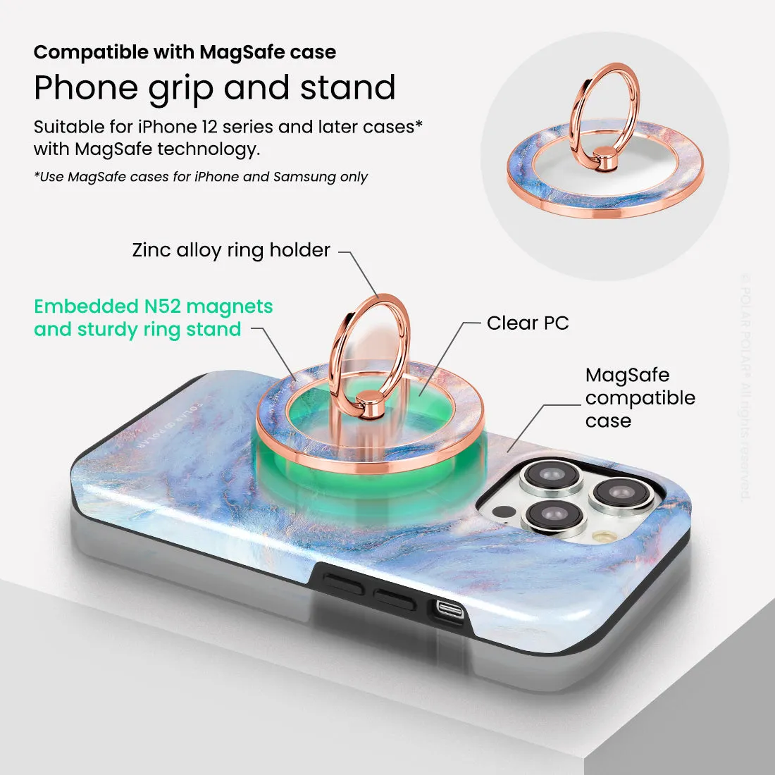 Fairy - Rose Gold MagSafe Phone Grip and Ring Holder Stand