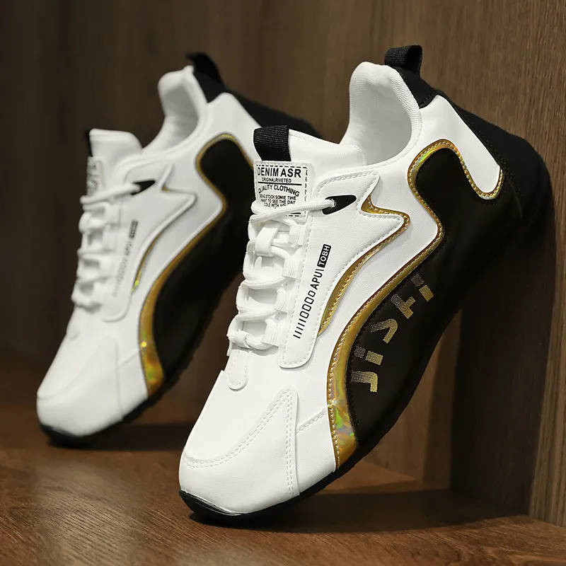 Fashion Colorblock Lace-Up Sneakers for Men – Breathable Low Top Dad Shoes, Running, Walking & Sports Shoes