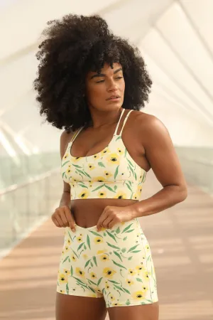 Floral Print Strappy Sports Bra for Yoga & Summer Training