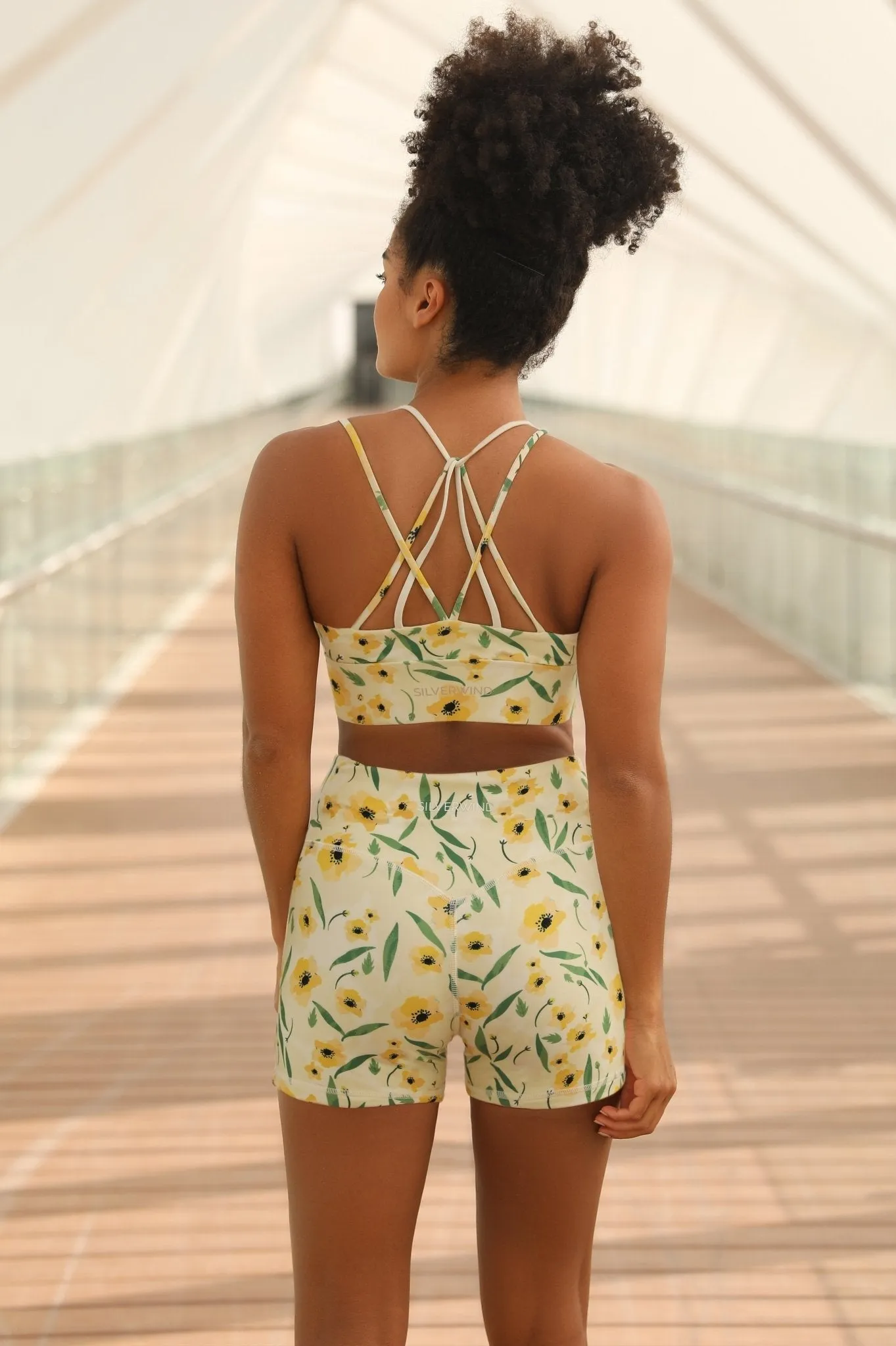 Floral Print Strappy Sports Bra for Yoga & Summer Training