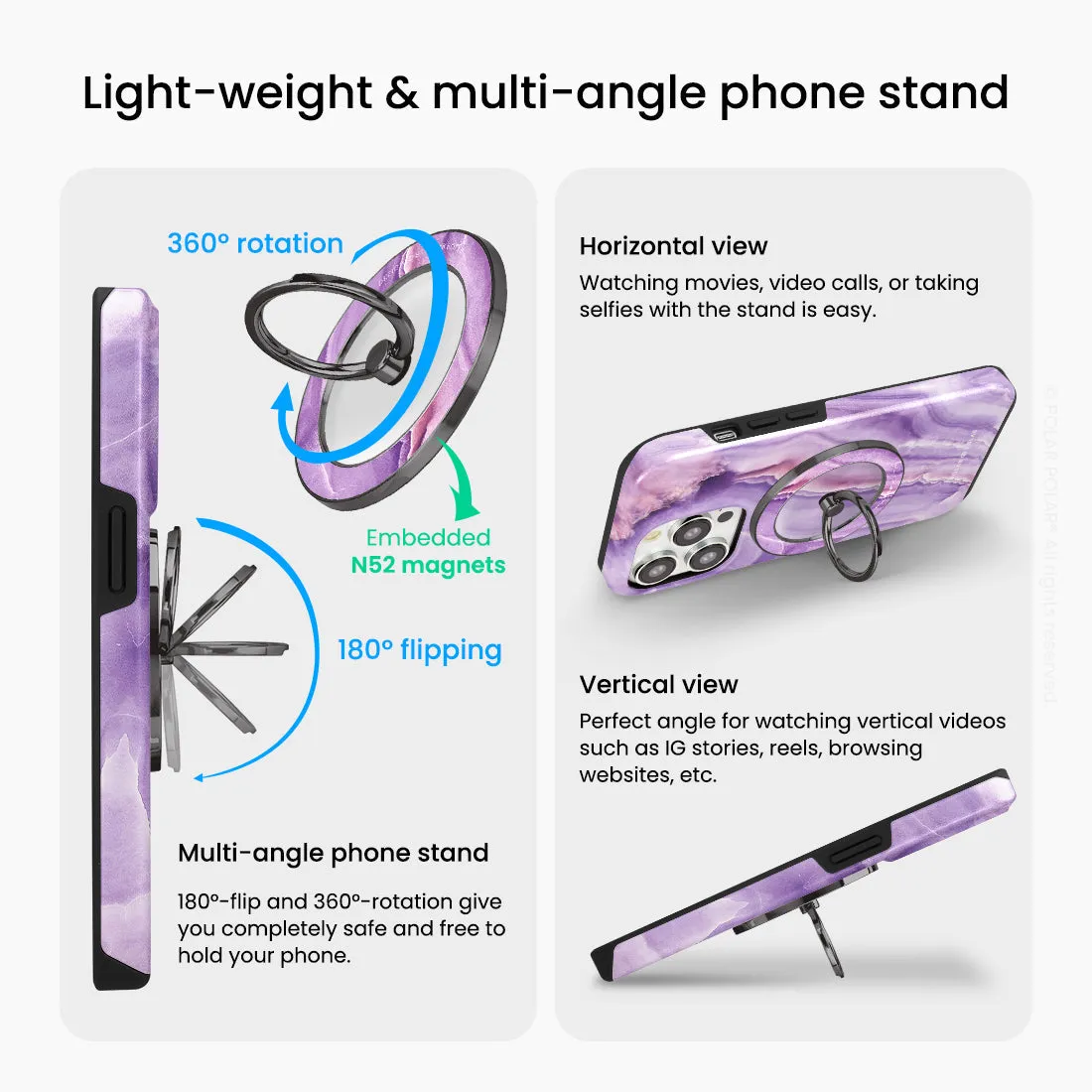 French Violet - Black MagSafe Phone Grip and Ring Holder Stand