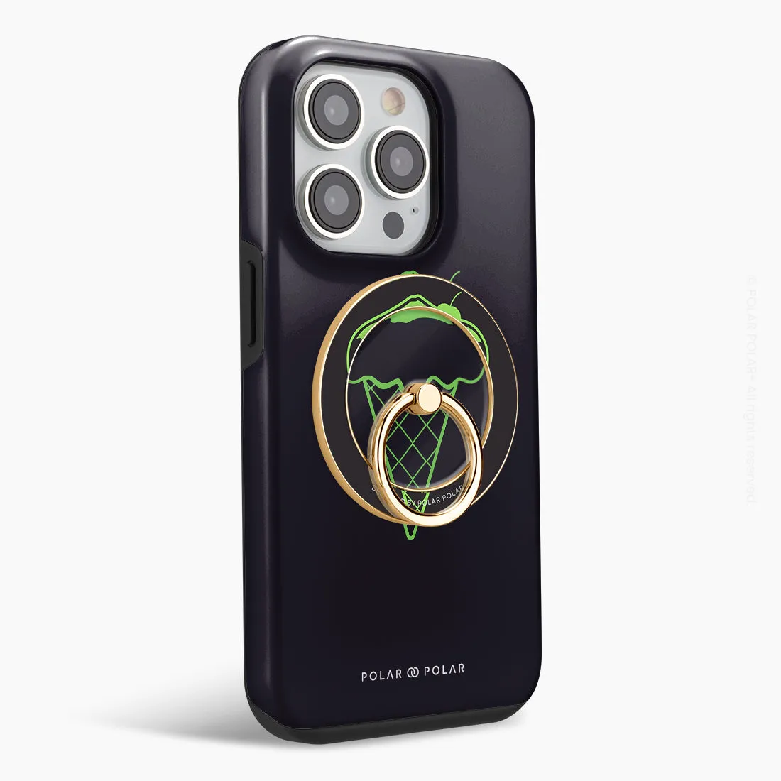Fujisan Black Ice Cream - Golden MagSafe Phone Grip and Ring Holder Stand