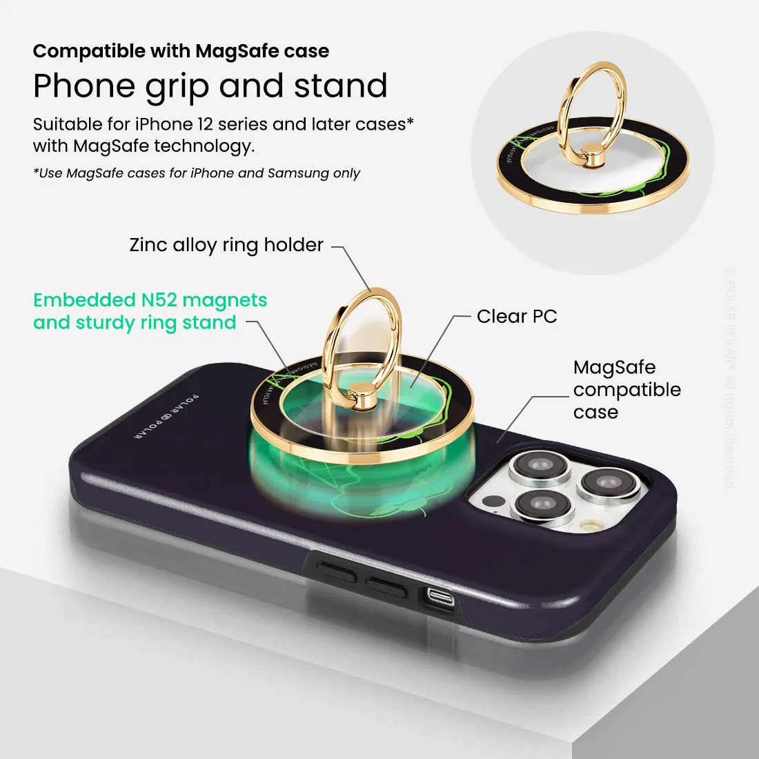 Fujisan Black Ice Cream - Golden MagSafe Phone Grip and Ring Holder Stand