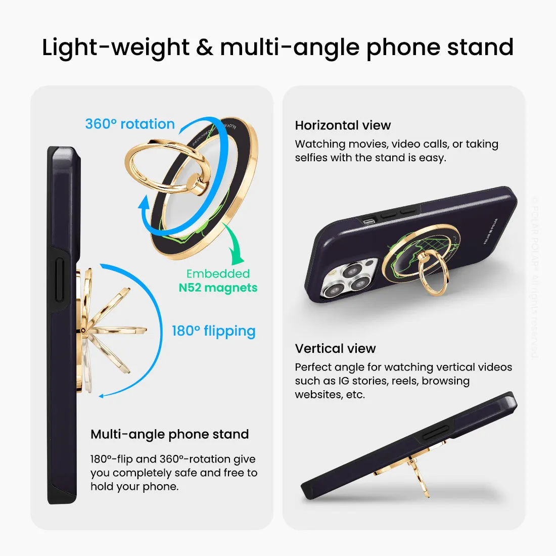 Fujisan Black Ice Cream - Golden MagSafe Phone Grip and Ring Holder Stand
