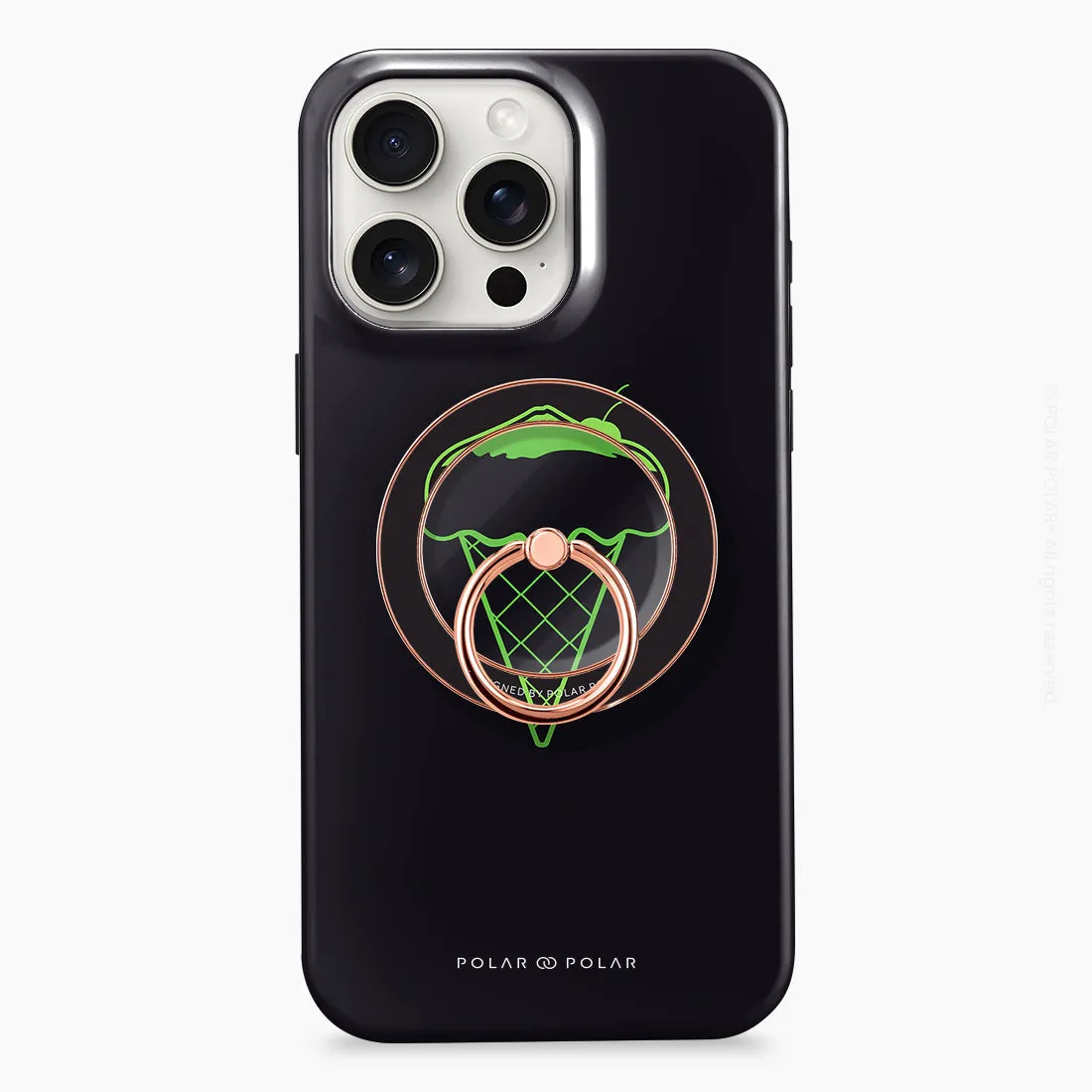 Fujisan Black Ice Cream - Rose Gold MagSafe Phone Grip and Ring Holder Stand