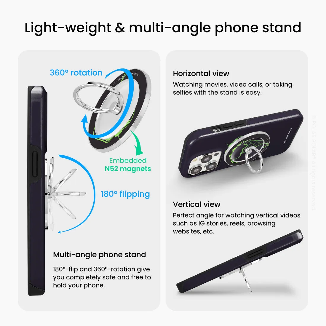 Fujisan Black Ice Cream - Silver MagSafe Phone Grip and Ring Holder Stand