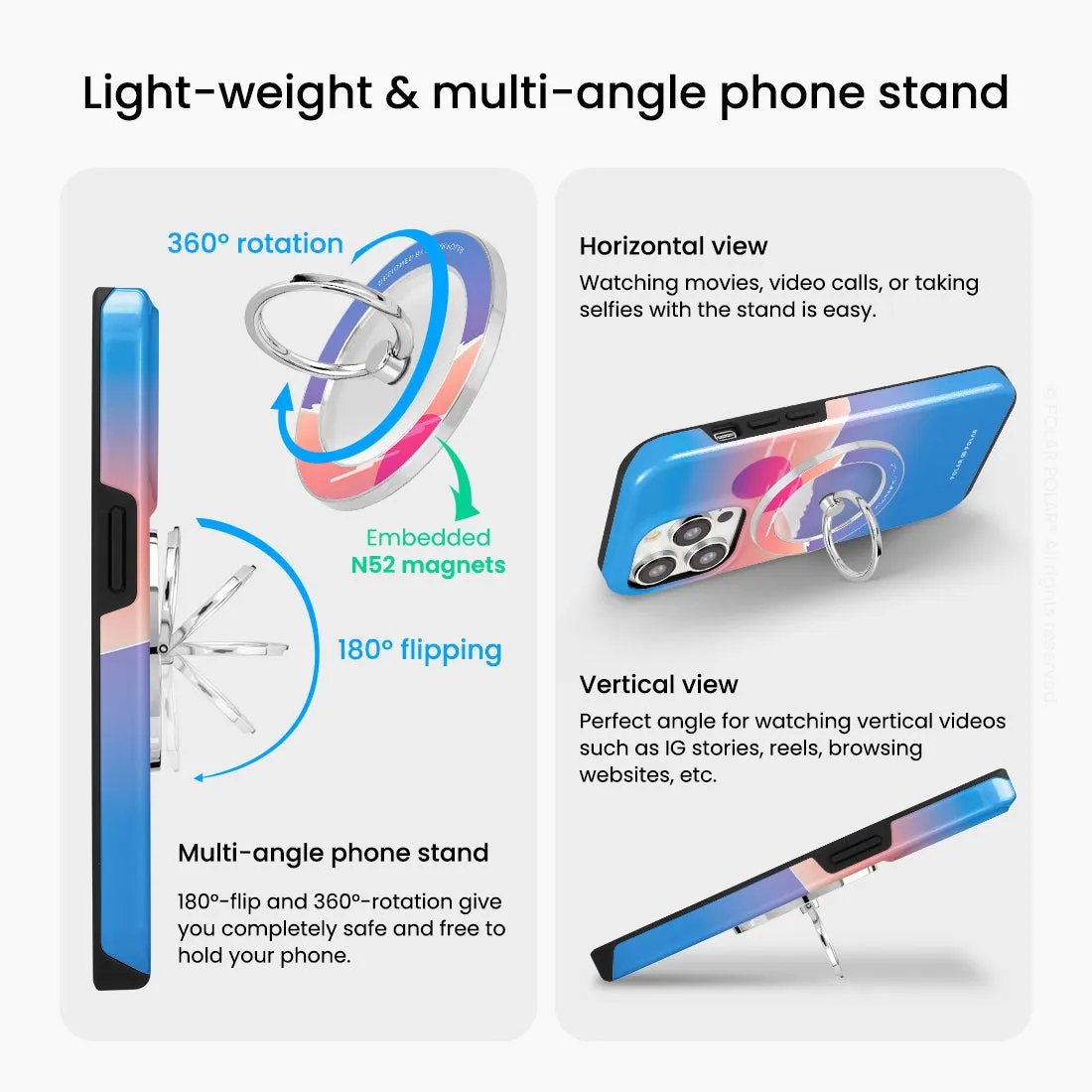 Fujisan Blue - Silver MagSafe Phone Grip and Ring Holder Stand
