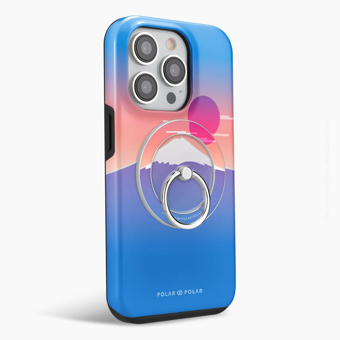 Fujisan Blue - Silver MagSafe Phone Grip and Ring Holder Stand