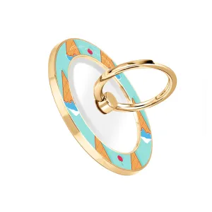 Fujisan Lake Blue Ice Cream - Golden MagSafe Phone Grip and Ring Holder Stand