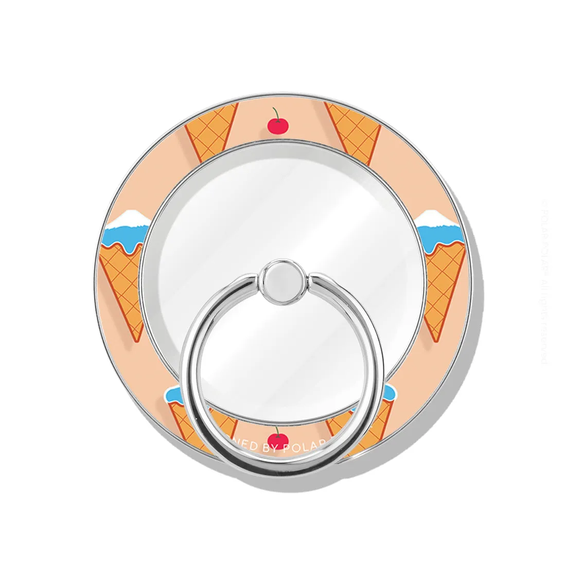 Fujisan Peach Ice Cream - Silver MagSafe Phone Grip and Ring Holder Stand