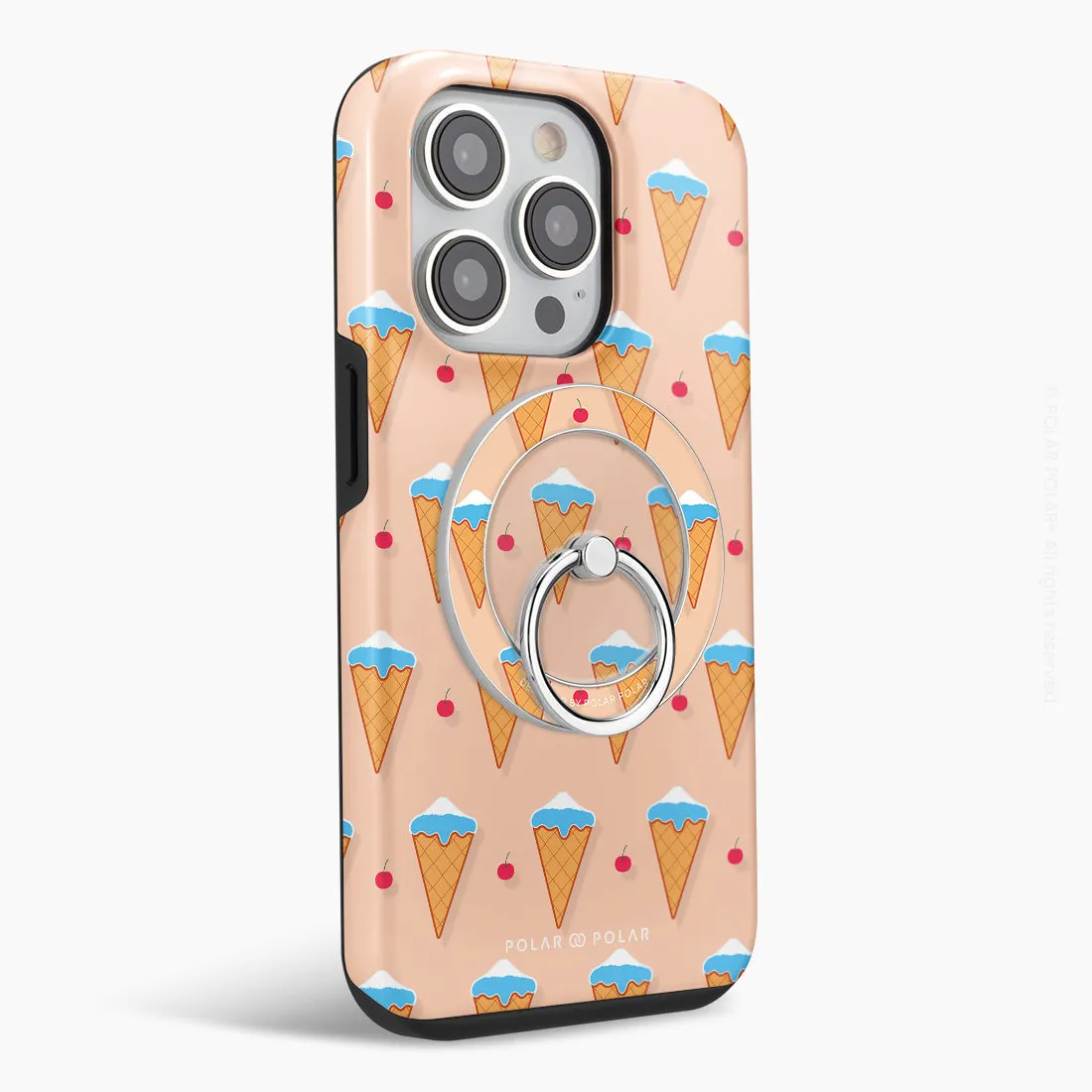 Fujisan Peach Ice Cream - Silver MagSafe Phone Grip and Ring Holder Stand