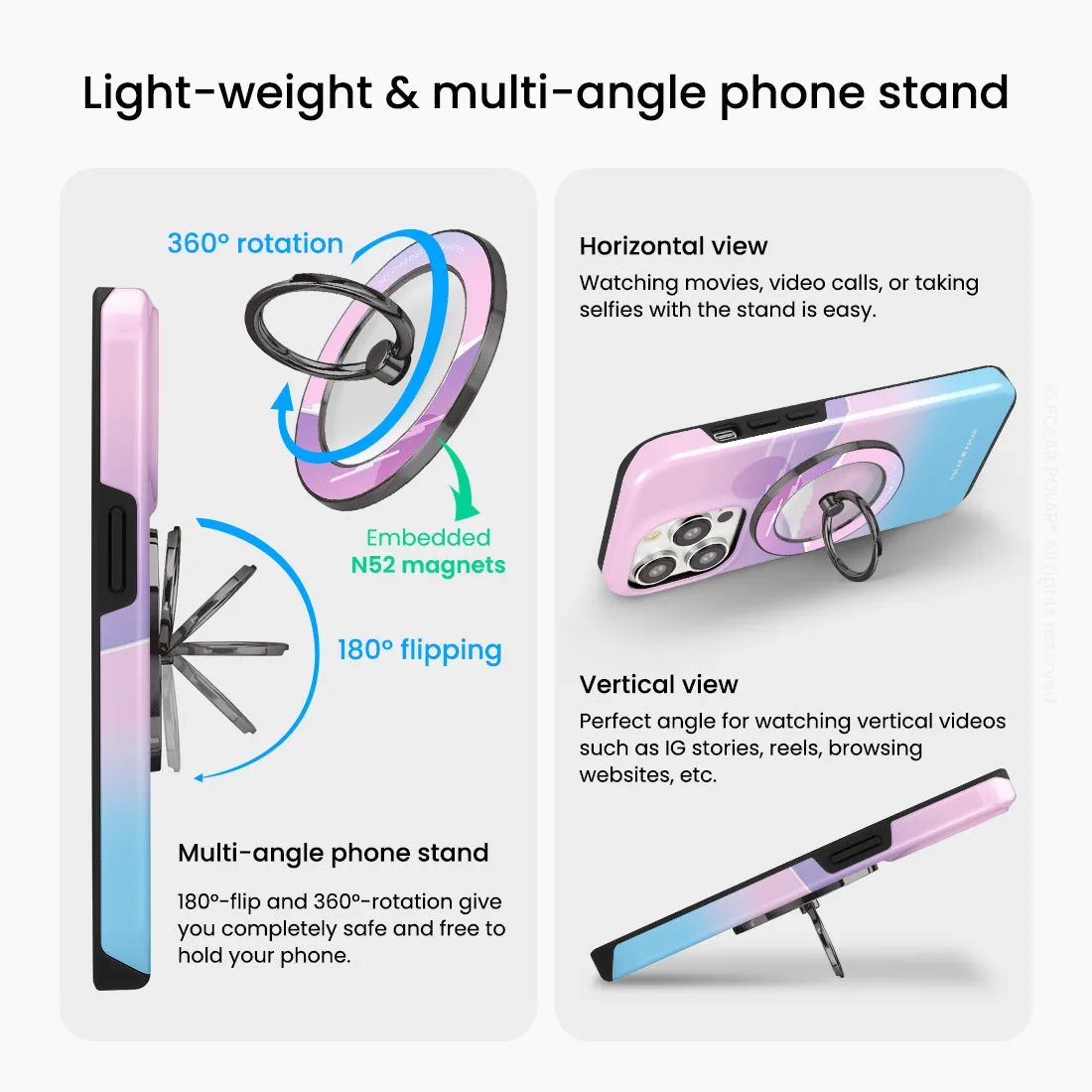 Fujisan Romance - Black MagSafe Phone Grip and Ring Holder Stand
