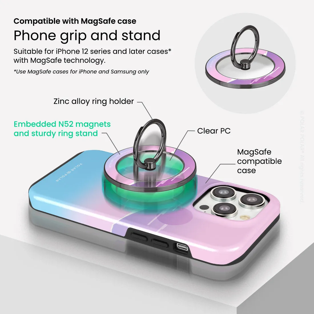 Fujisan Romance - Black MagSafe Phone Grip and Ring Holder Stand