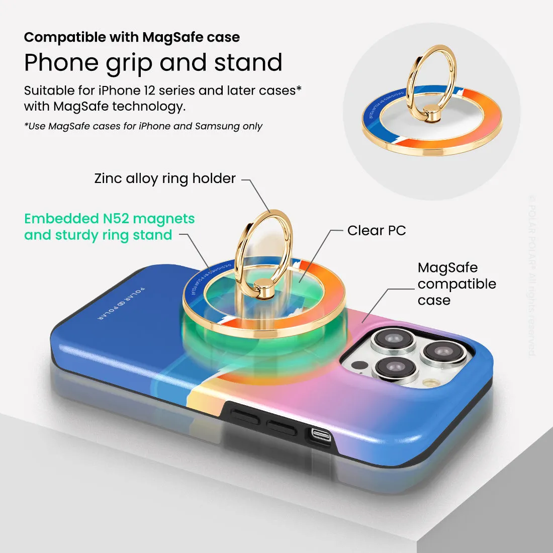 Fujisan Sunset - Golden MagSafe Phone Grip and Ring Holder Stand