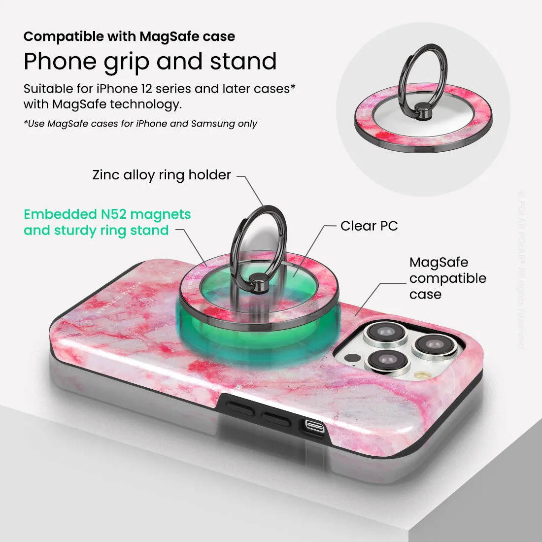 Gloaming Island - Black MagSafe Phone Grip and Ring Holder Stand