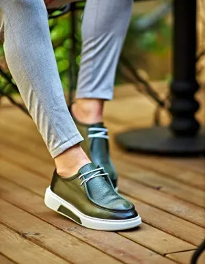 Green Grain Casual Leather Shoes