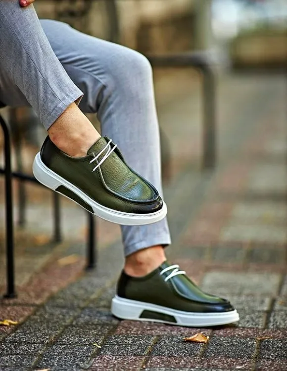 Green Grain Casual Leather Shoes