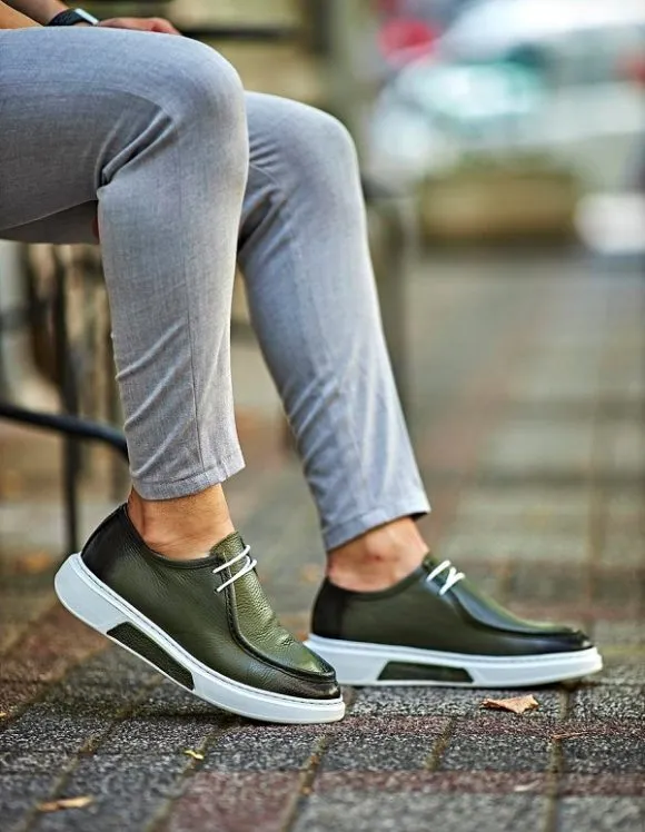 Green Grain Casual Leather Shoes