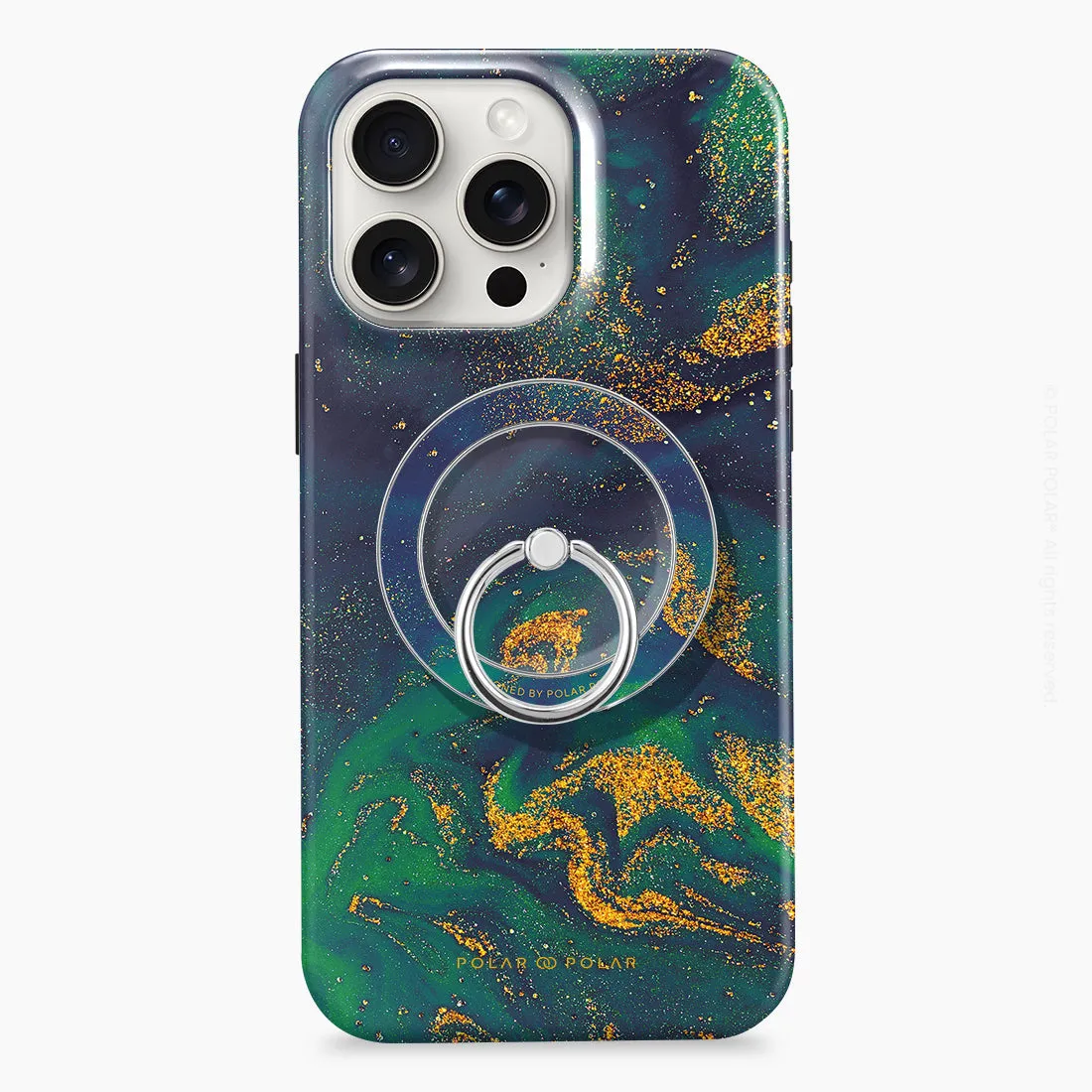 Green Night Quicksand - Silver MagSafe Phone Grip and Ring Holder Stand