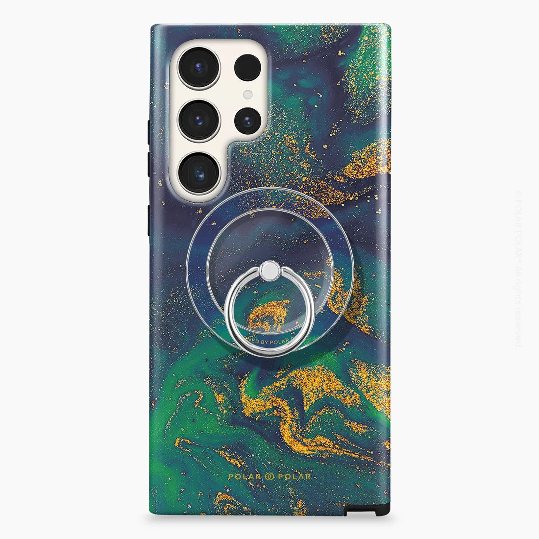 Green Night Quicksand - Silver MagSafe Phone Grip and Ring Holder Stand