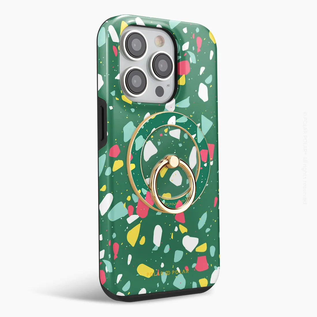 Greenfield Terrazzo - Golden MagSafe Phone Grip and Ring Holder Stand