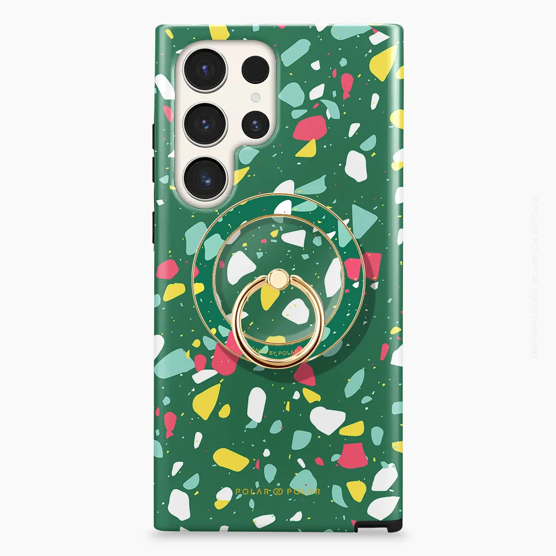 Greenfield Terrazzo - Golden MagSafe Phone Grip and Ring Holder Stand