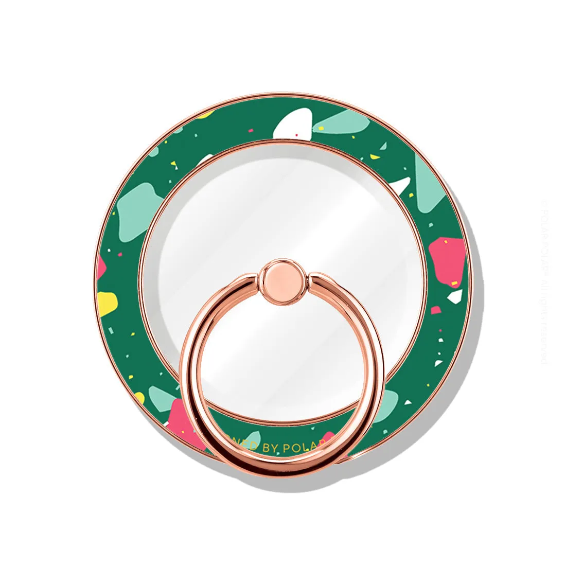 Greenfield Terrazzo - Rose Gold MagSafe Phone Grip and Ring Holder Stand