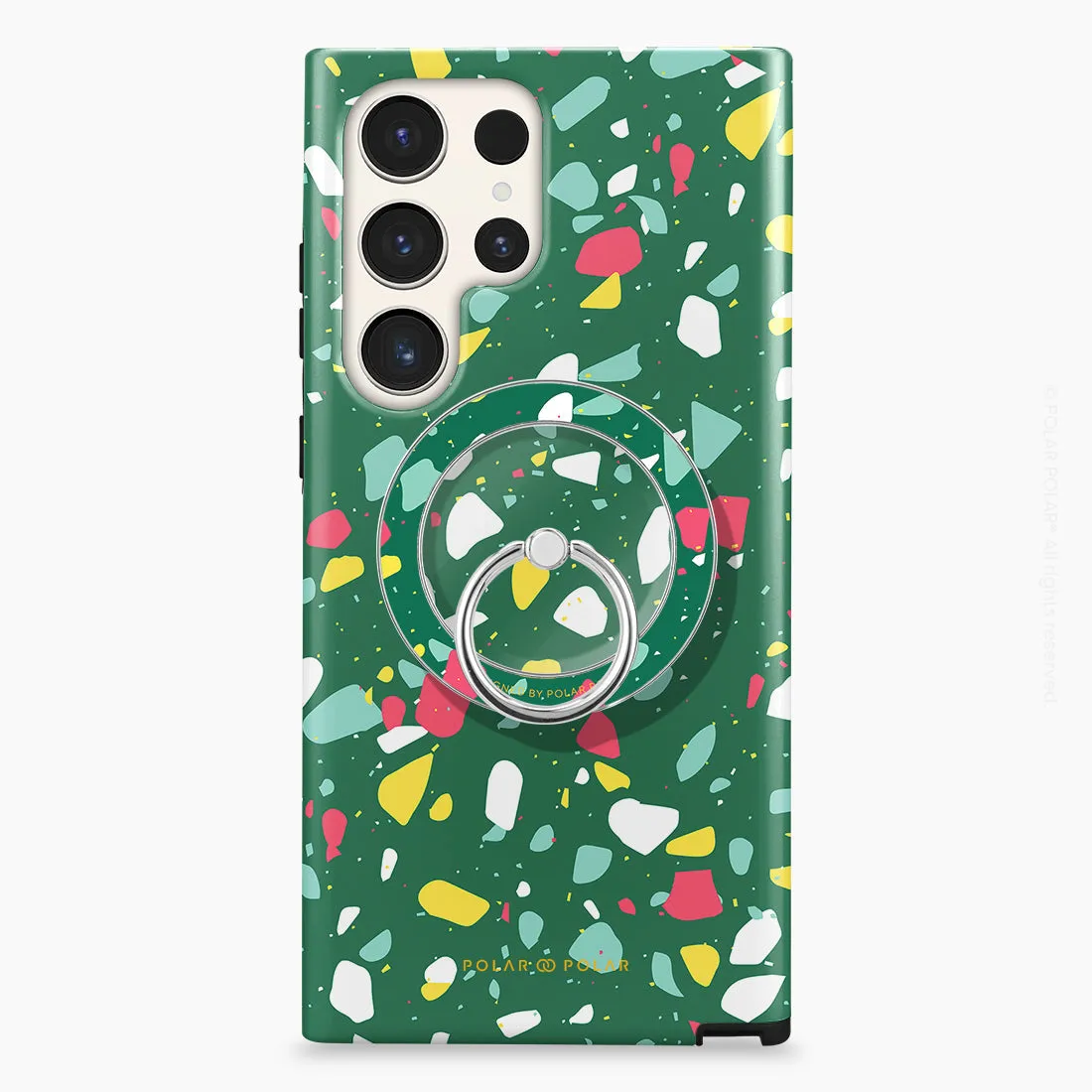Greenfield Terrazzo - Silver MagSafe Phone Grip and Ring Holder Stand