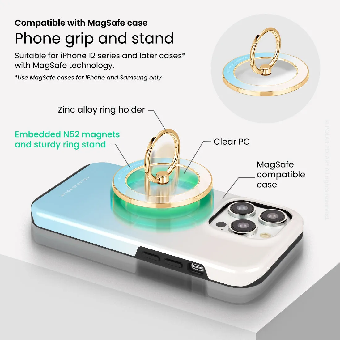 Iceberg Pastel - Golden MagSafe Phone Grip and Ring Holder Stand