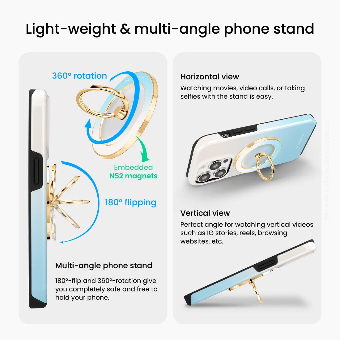 Iceberg Pastel - Golden MagSafe Phone Grip and Ring Holder Stand