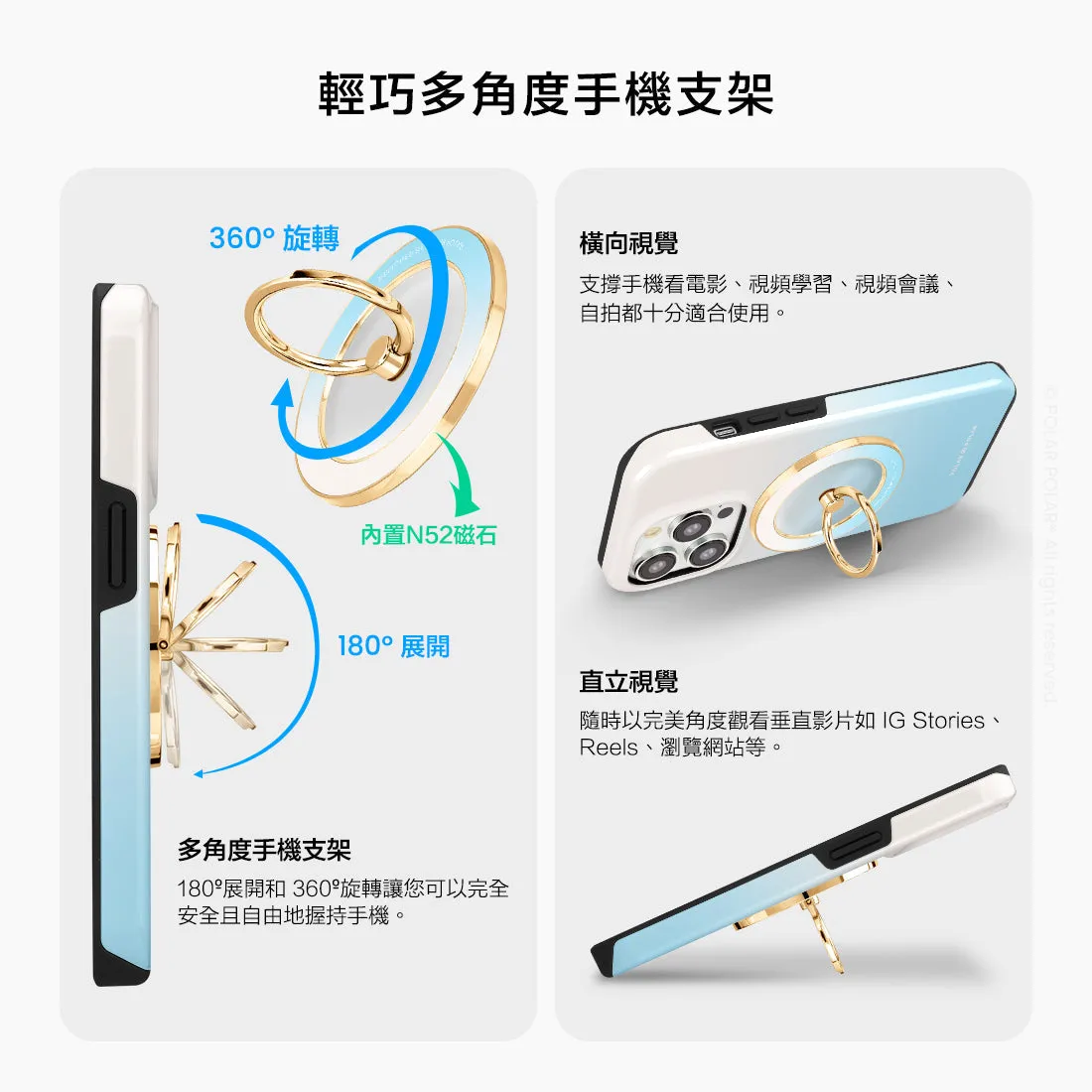 Iceberg Pastel - Golden MagSafe Phone Grip and Ring Holder Stand