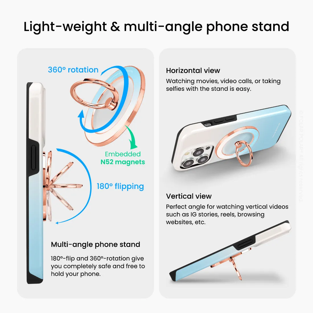 Iceberg Pastel - Rose Gold MagSafe Phone Grip and Ring Holder Stand