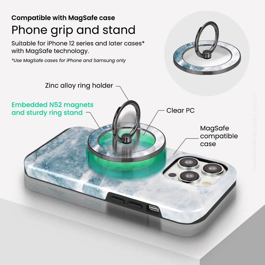 Icy - Black MagSafe Phone Grip and Ring Holder Stand