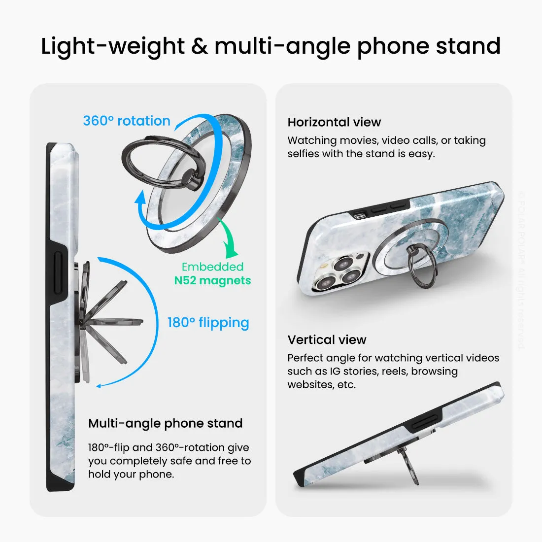Icy - Black MagSafe Phone Grip and Ring Holder Stand