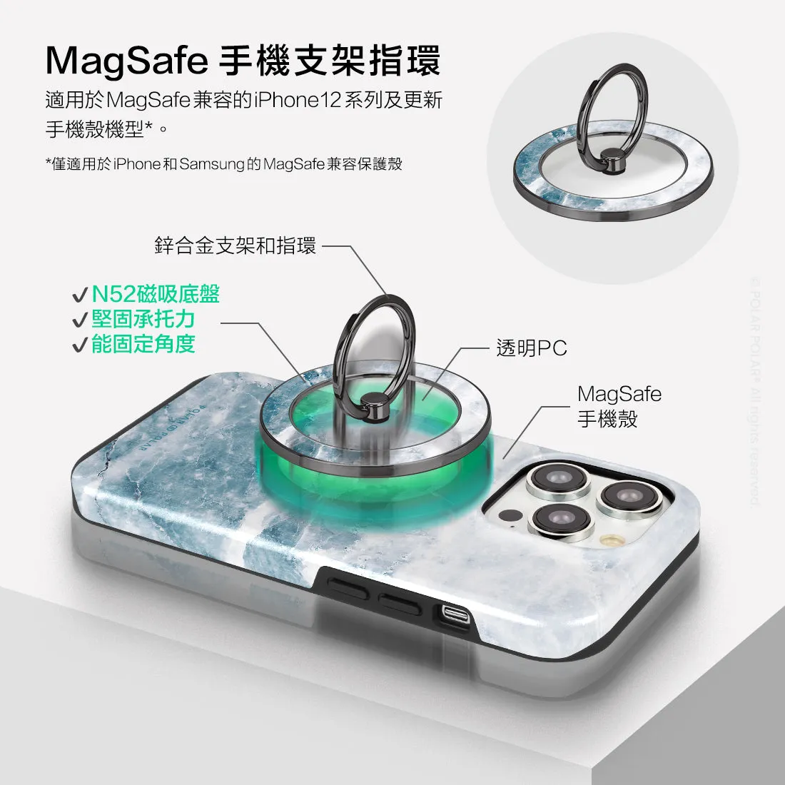 Icy - Black MagSafe Phone Grip and Ring Holder Stand