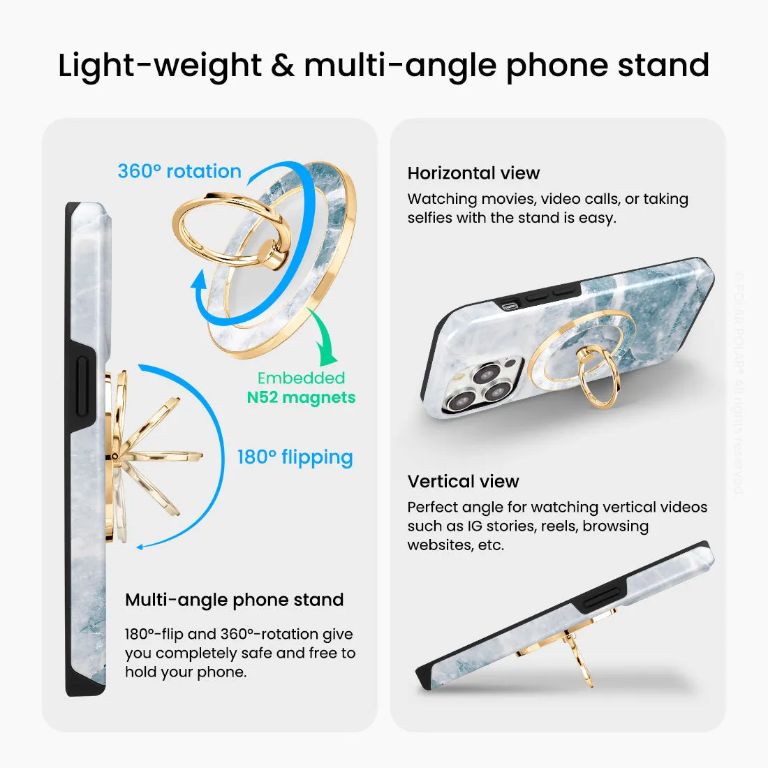 Icy - Golden MagSafe Phone Grip and Ring Holder Stand