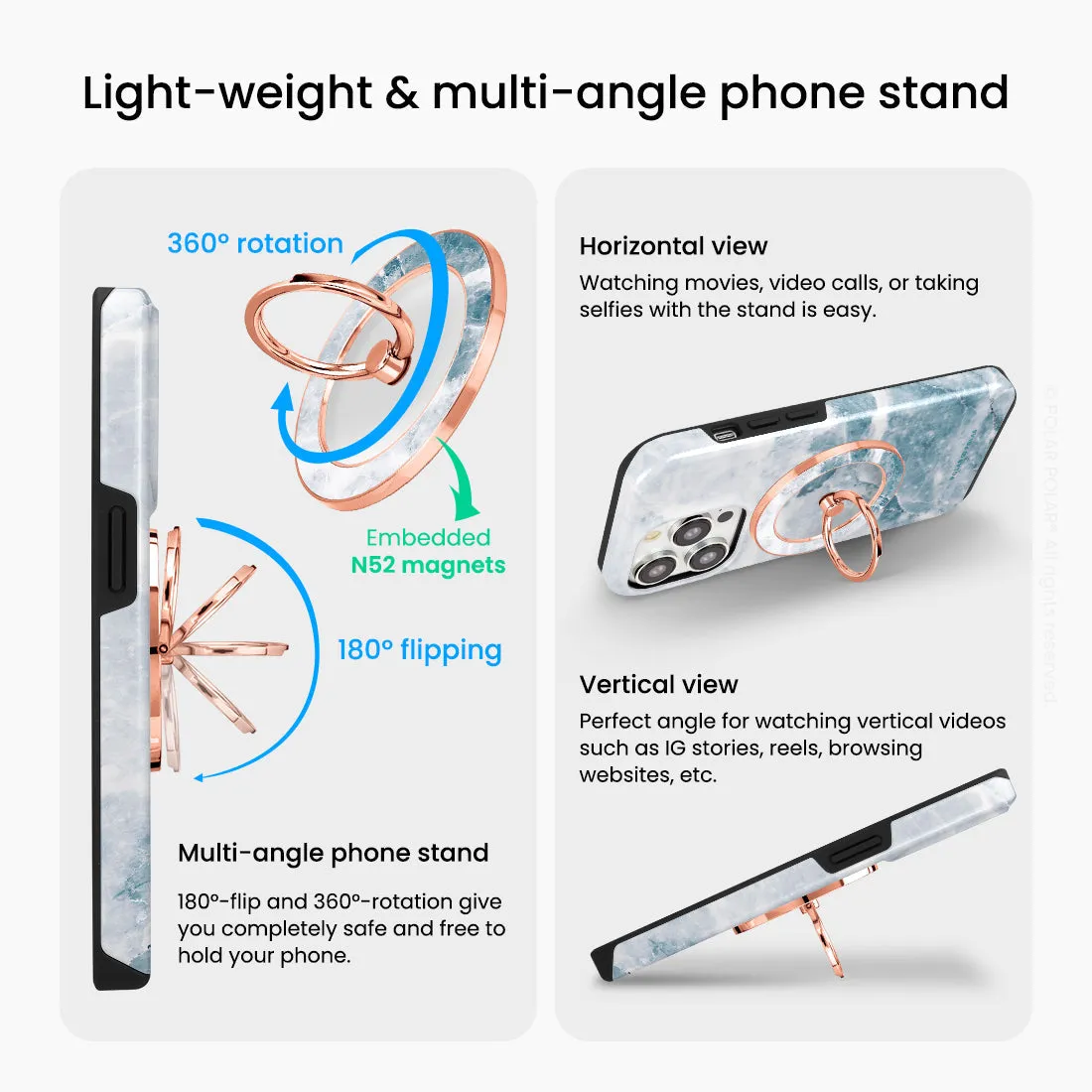 Icy - Rose Gold MagSafe Phone Grip and Ring Holder Stand