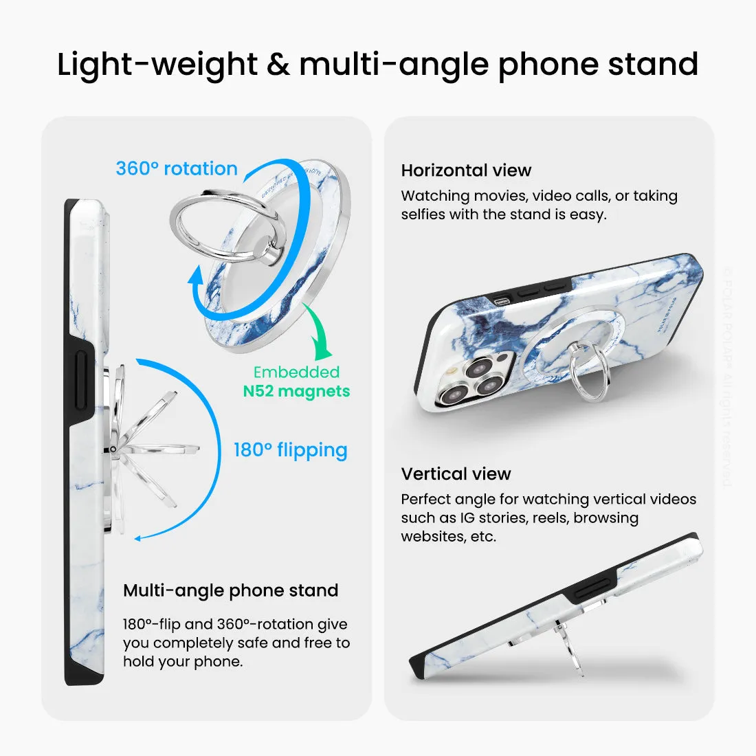 Indigo Vase - Silver MagSafe Phone Grip and Ring Holder Stand