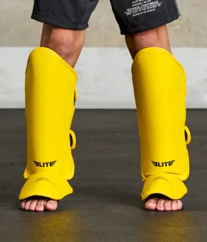 Kids' Plain Yellow Boxing Shin Guards : 7 to 10 Years