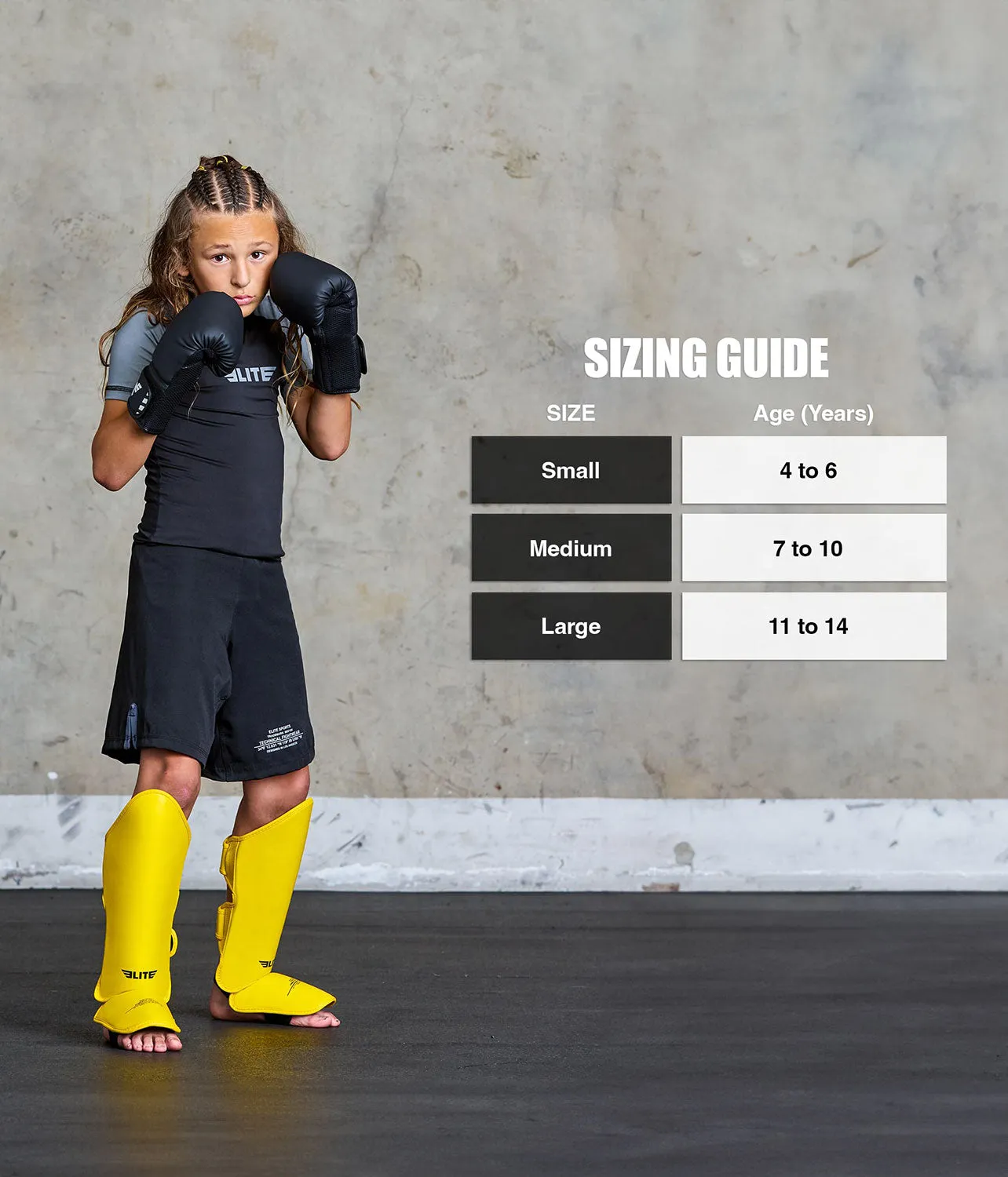 Kids' Plain Yellow Boxing Shin Guards : 7 to 10 Years