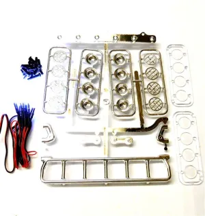 L-033 1/10 Monster Truck Body Shell Roof Mount Light Set White 6 LEDs Chrome