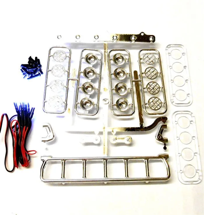 L-033 1/10 Monster Truck Body Shell Roof Mount Light Set White 6 LEDs Chrome