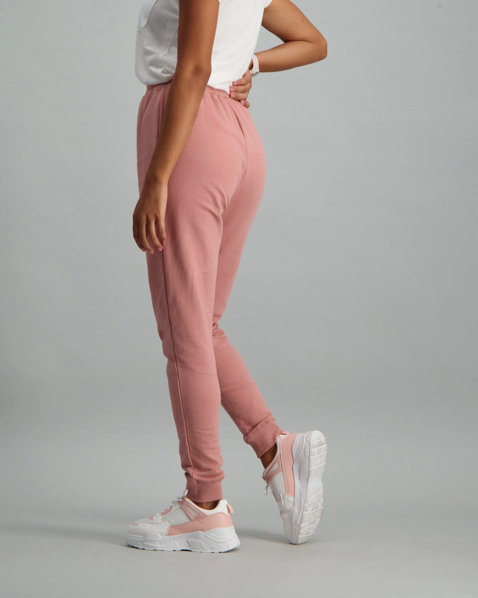 Ladies Fleece Track Pant - Dusty Pink