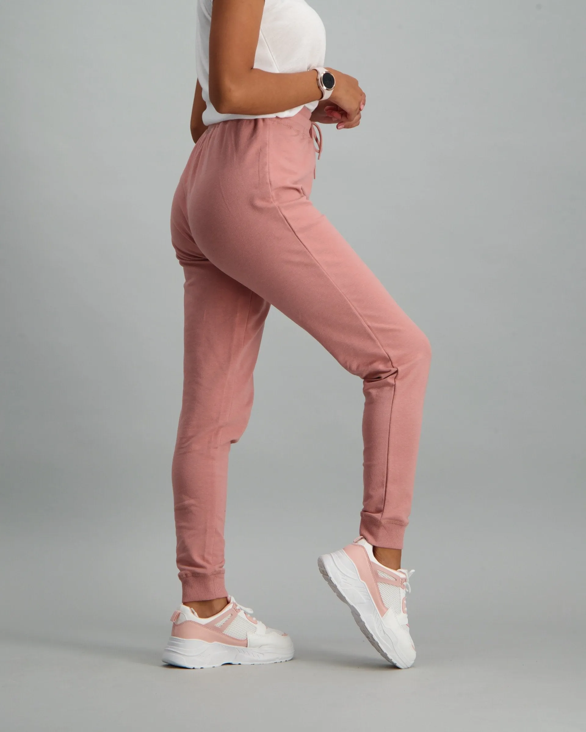 Ladies Fleece Track Pant - Dusty Pink