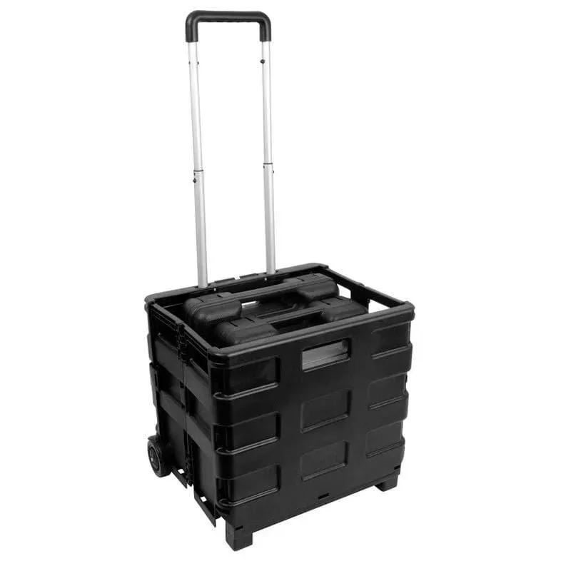 Large Folding Shopping Trolley Cart Foldable Rolling Storage Box Car Boot 35kg