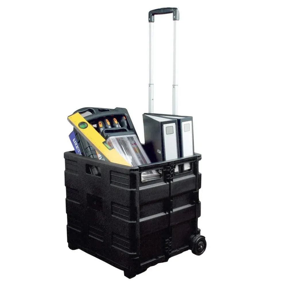 Large Folding Shopping Trolley Cart Foldable Rolling Storage Box Car Boot 35kg