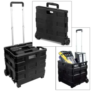 Large Folding Shopping Trolley Cart Foldable Rolling Storage Box Car Boot 35kg