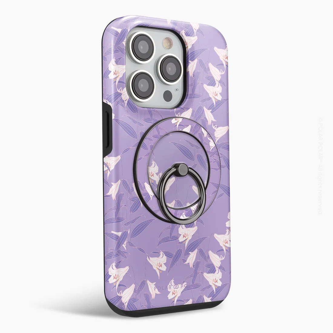 Lavender Lily - Black MagSafe Phone Grip and Ring Holder Stand